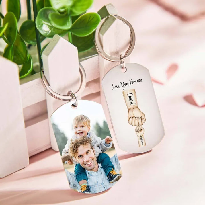 Custom Bump Keychain Best Dad Ever Keychain Photo Keyring Father's Day Gift