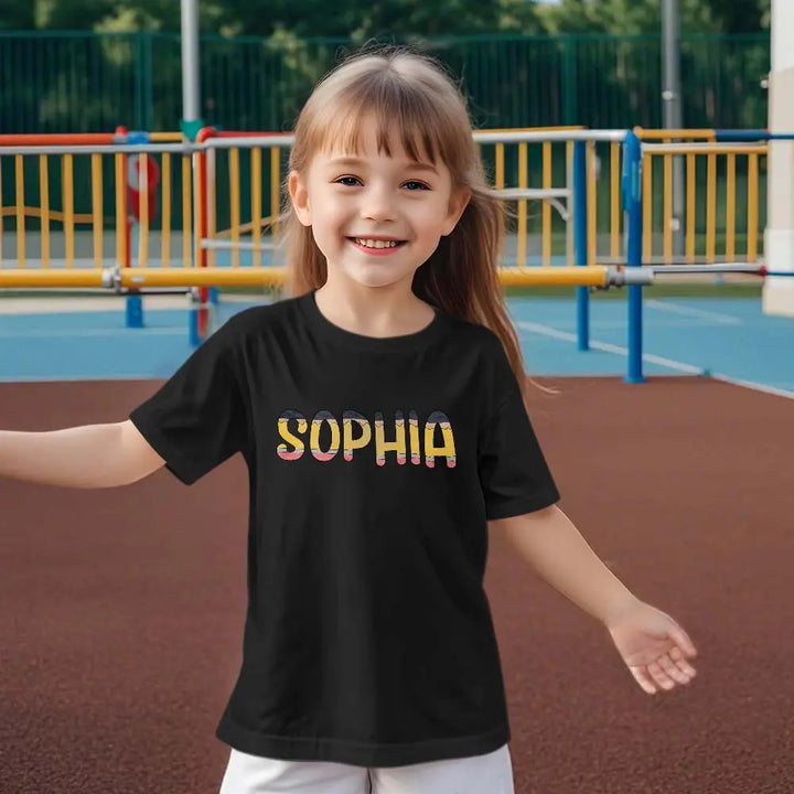 Personalized Back to School Pencil Name T-shirt First Day of School Shirt Gift for Kids