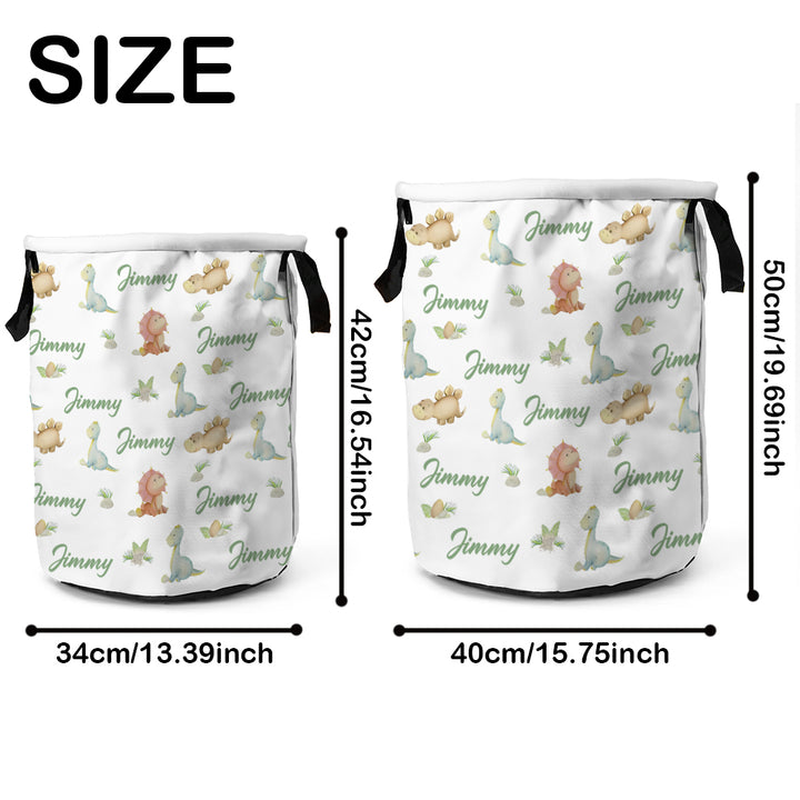Personalized Storage Basket with Name Cute Dinosaurs Toy Laundry Basket Gift for Family Kids