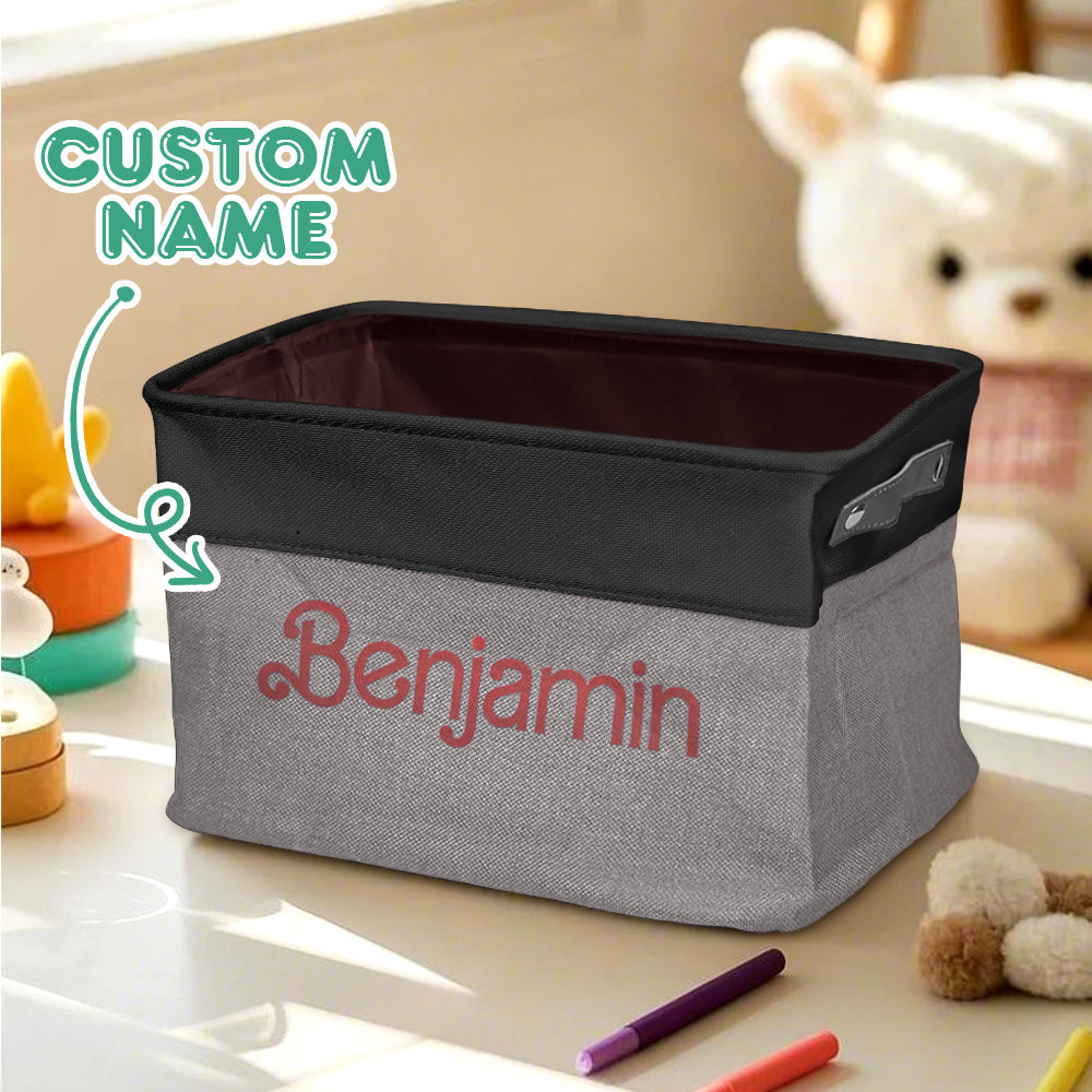 Personalized Storage Basket with Name Toy Bin Linen Organizer Gifts for Children