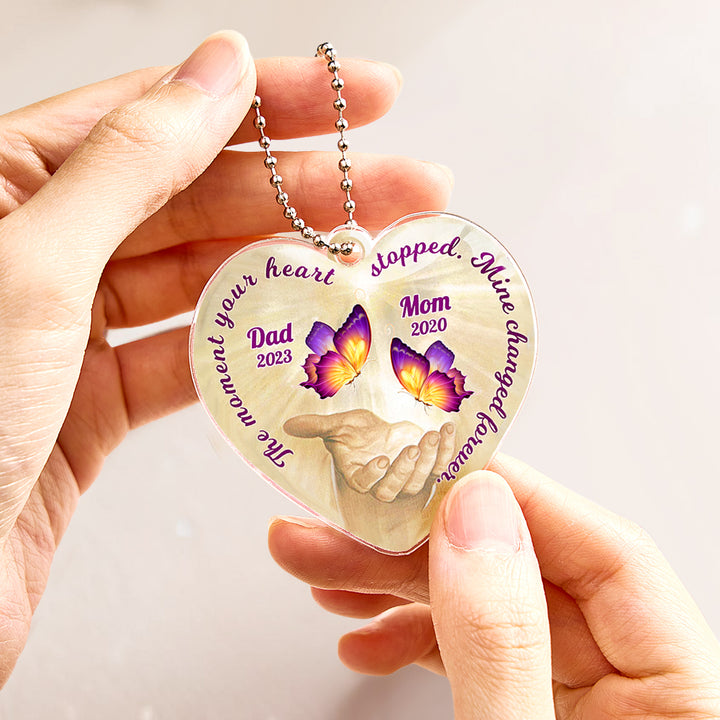 Personalized Butterfly Car Ornament with Name Heart Memorial Ornament Gift