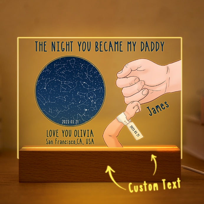 Custom Star Map Night Light Personalized Name The Night You Became My Daddy For Fayher¡®s Day Gifts