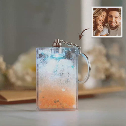 Custom Photo Illuminated Quicksand Keychain Personalized Flowing Sand Gift for Birthday Anniversary