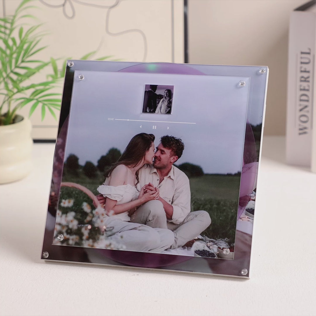 Custom Acrylic Music Photo Frame with Rotating Disc 9 Photos & Songs Personalized MP3 Voice Gift Christmas Gifts