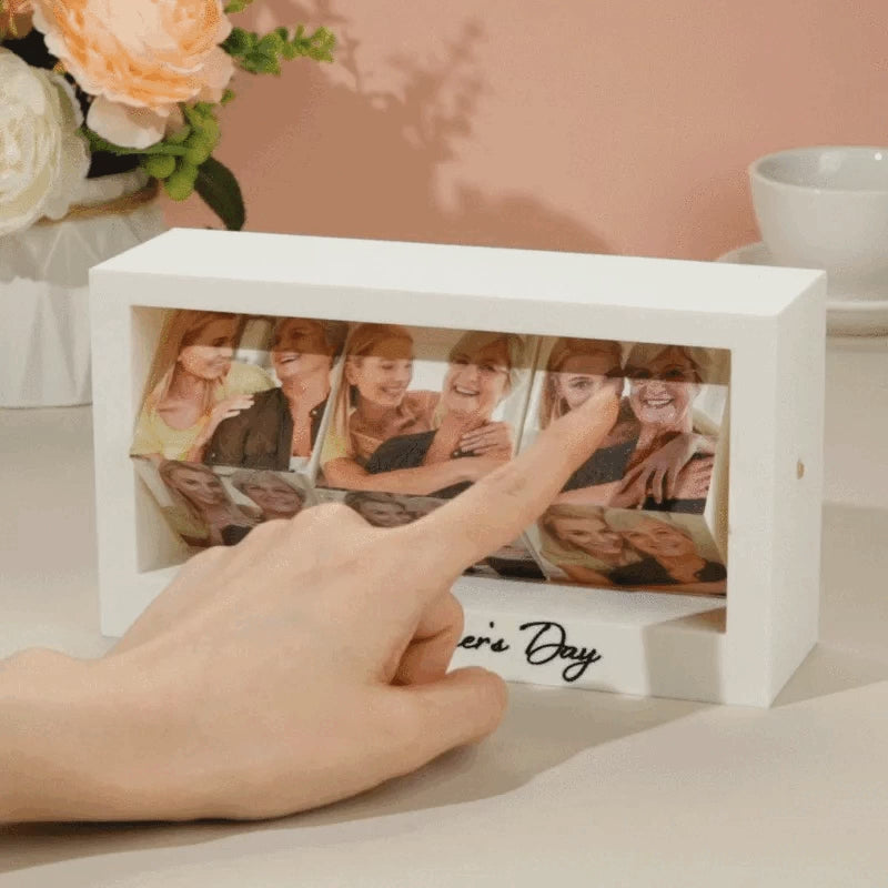 Mother's Day Gifts Custom Swing Photo Frame Rotating Photo Cube Stand for Mom