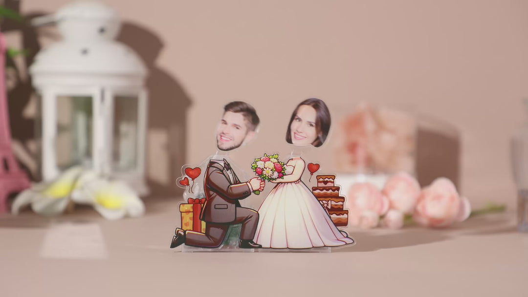 Personalized Face Shaking Head Standee Wedding Gift for Couple