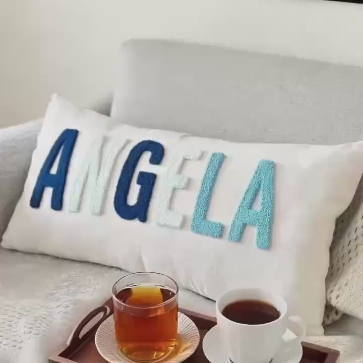 Personalized Baby Girl Name Pillow Cover Baby Girl Nursery Pillow Case Punch Needle Girl Kid Gift Dorm Gift Cover Only (Insert Not Included)