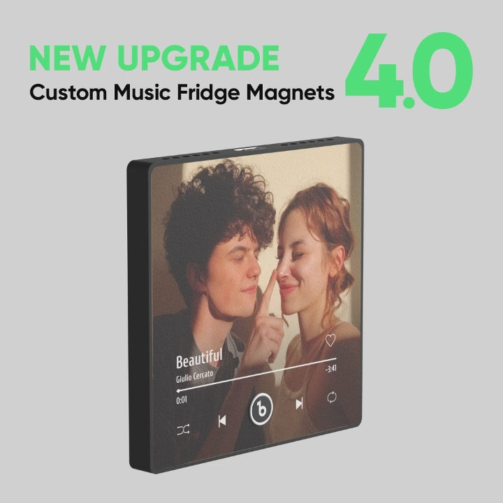 FridgeBeats Frameless 4.0 Custom 7 Photos Music Fridge Magnet FridgeBeats Pro Supports Bluetooth Connectivity Christmas Gifts