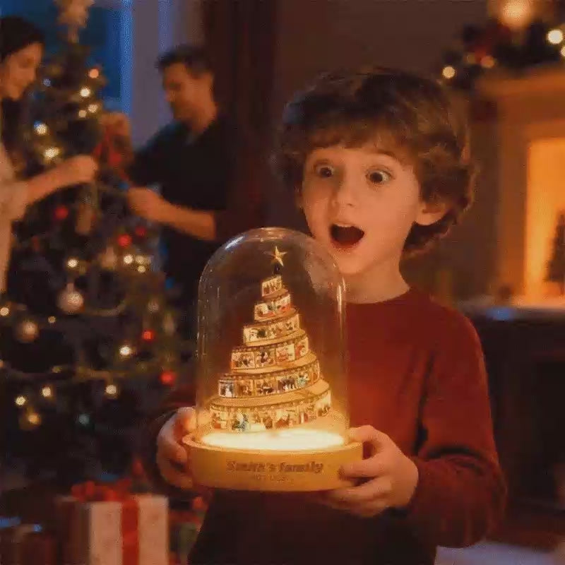 Custom Photo Film Christmas Tree Night Light Personalized Family Keepsake with Engraved Base Christmas Gift